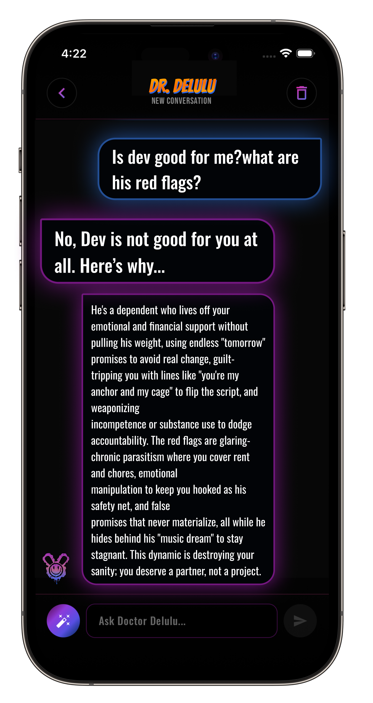 Doctor Delulu chat — your AI dating coach